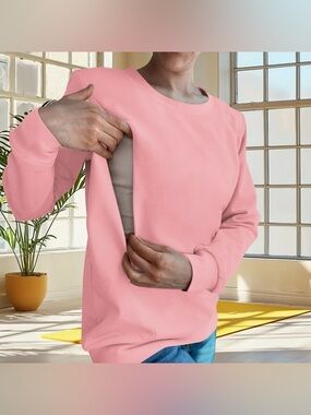 (A1) Smart Blanks Pink Maternity Nursing Sweatshirt Size S - Easy Access Zippers